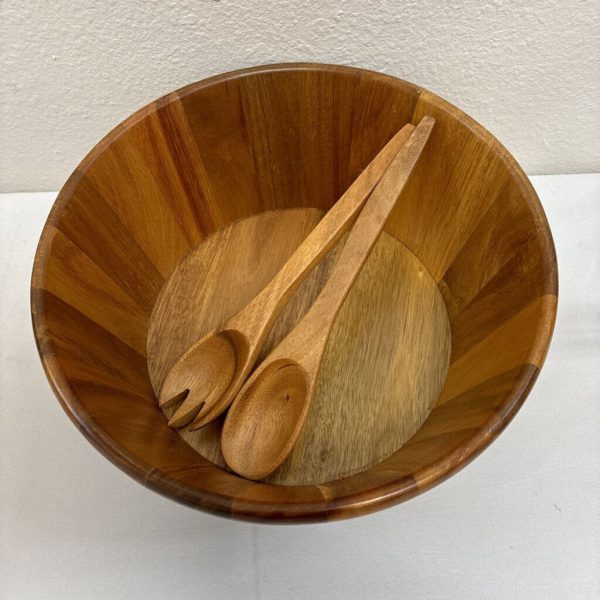Acacia Wood Salad Bowl w/ Utensils