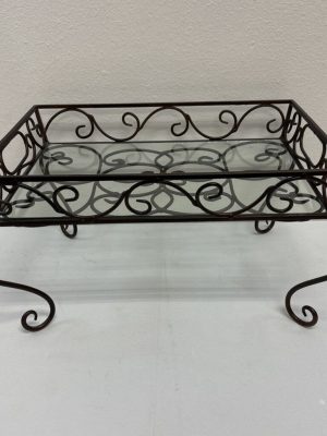 Iron & Glass Footed Tray