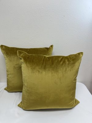 Set of 2 Gold Velvet Down Filled Accent Pillows
