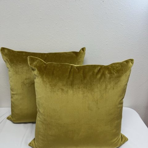 Set of 2 Gold Velvet Down Filled Accent Pillows