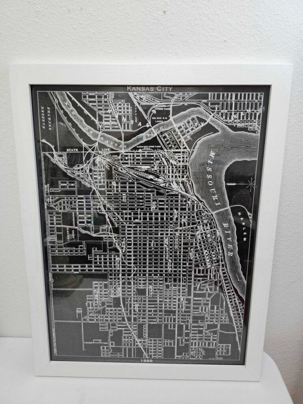 Framed Kansas City Map Reproduction