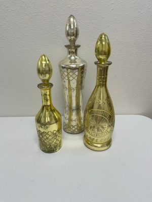 Mercury Glass Decanter Trio