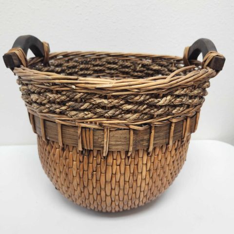 Rattan Basket with Wood Handles